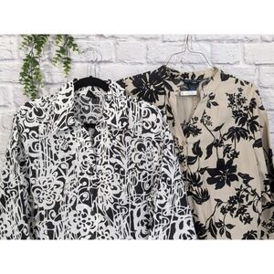 LINEN LOT 2XL!🌿St. Tropez West Women Long Sleeve Tunic Blouse Lightweight Top